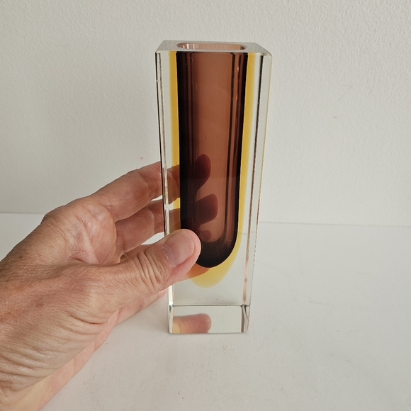 Column glass vase purple amber block Murano sommerso Luigi Onesto, Unmarked - Picture 7 of 9